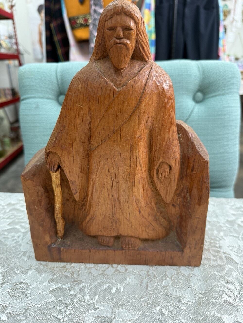 Vintage Moses Ten Commandments Exodus Wood Hand Carving Religious Relic